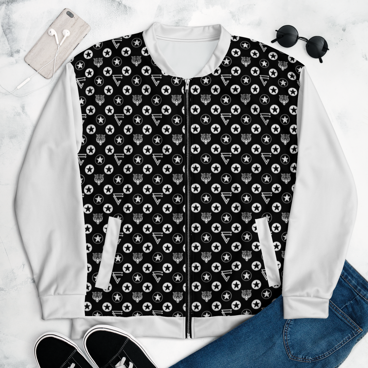 Icon Print Bomber Jacket